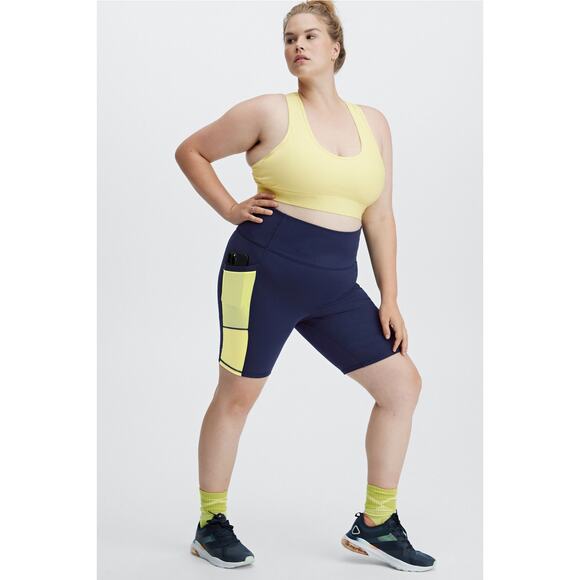 Fabletics Powerhold On The Go High Waisted Short 9" Navy & Yellow NEW 4X - Picture 1 of 9